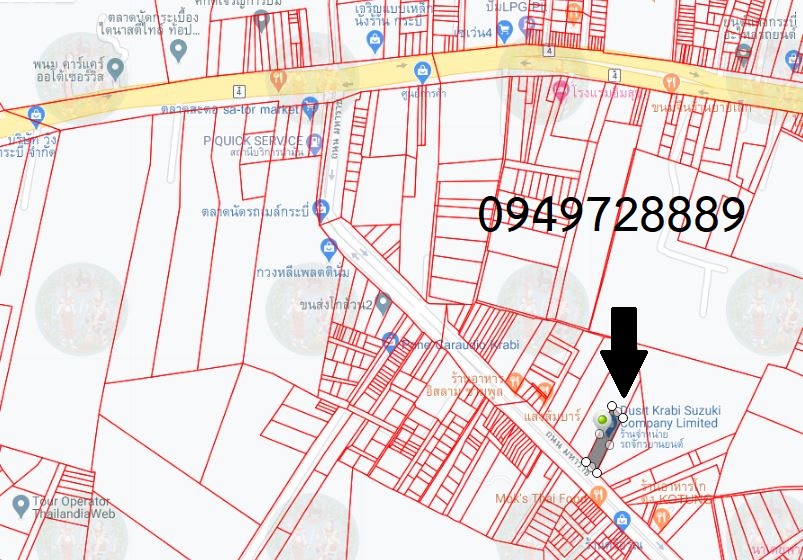 ขายที่ดินเปล่า 377.1 ตรว. ใจกลางเมืองกระบี่ ติดถนนมหาราช เหมาะสำหรับการพัฒนาบ้านขาย